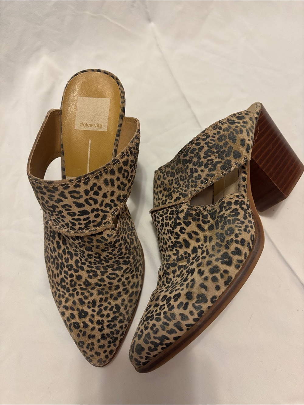 Dolce Vita Leopard-Print Pointed Mule in Tan and Black